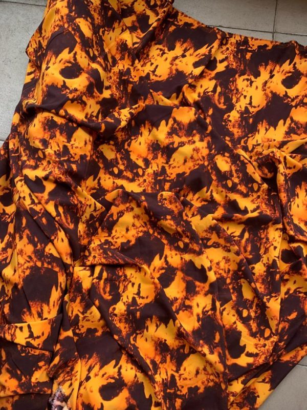 Fire Pattern Crepe Fabric 2500 per yard