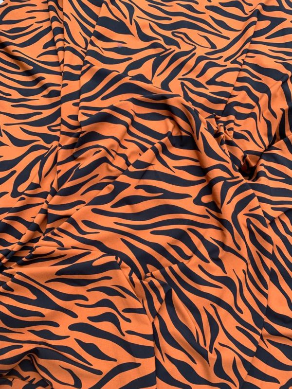 Brown Zebra Print Crepe Fabric