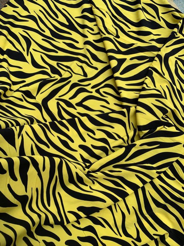 Yellow Zebra Print Crepe Fabric