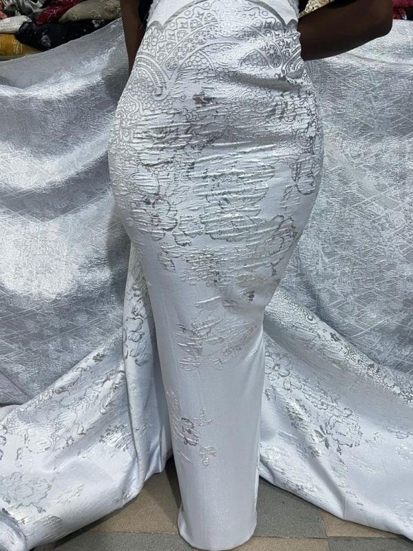 White Brocade Fabric